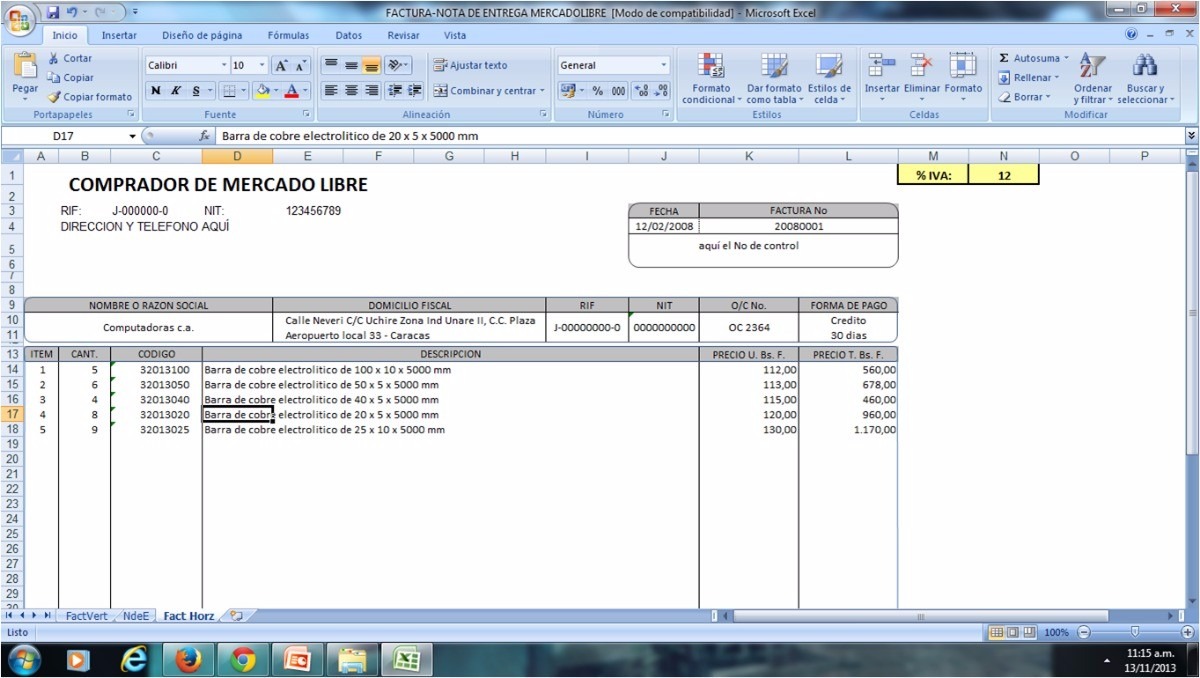 formato de entrega de mercancia en excel