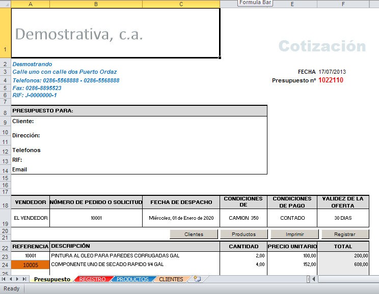 formato para cotizacion en excel