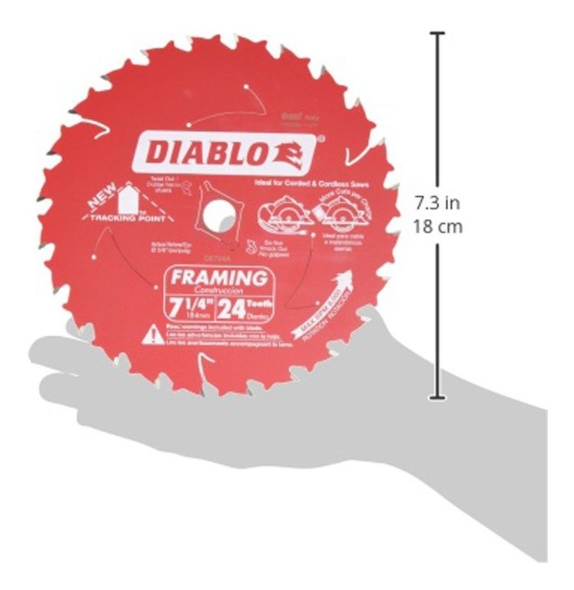 Diablo D0724A 7-1//4/" 24T Circular Framing Saw Blade