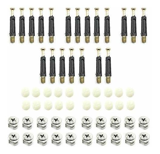 HONJIE Cam Fitting w Dowel Screws Pre-Inserted Nut Furniture Connecting Fitting 15mm Dia-20Sets