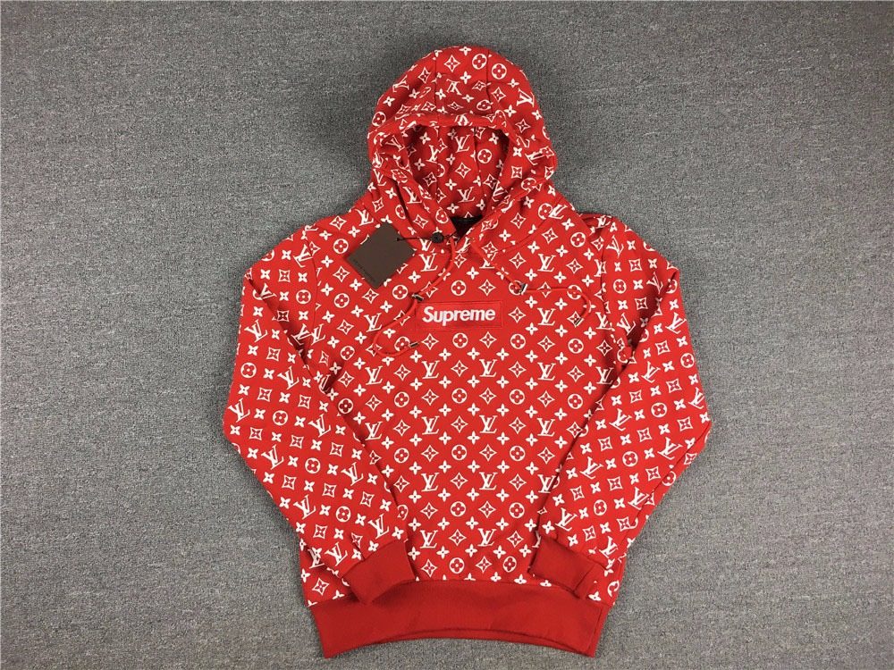 Louis Vuitton | Supreme Logo Box Hoodie Monogram | Red by The-Collectory