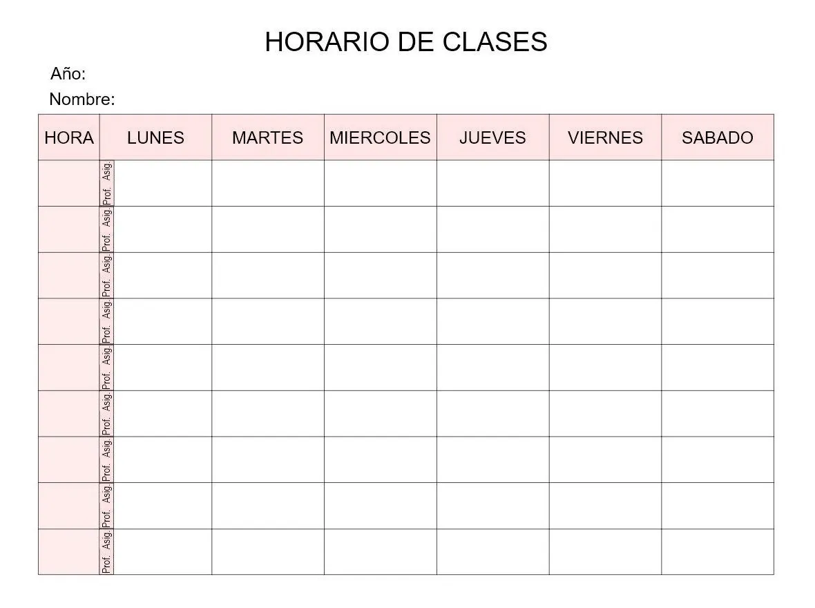 horario de clases semanal tamaño carta 5 hojas 1 900 horario de clases