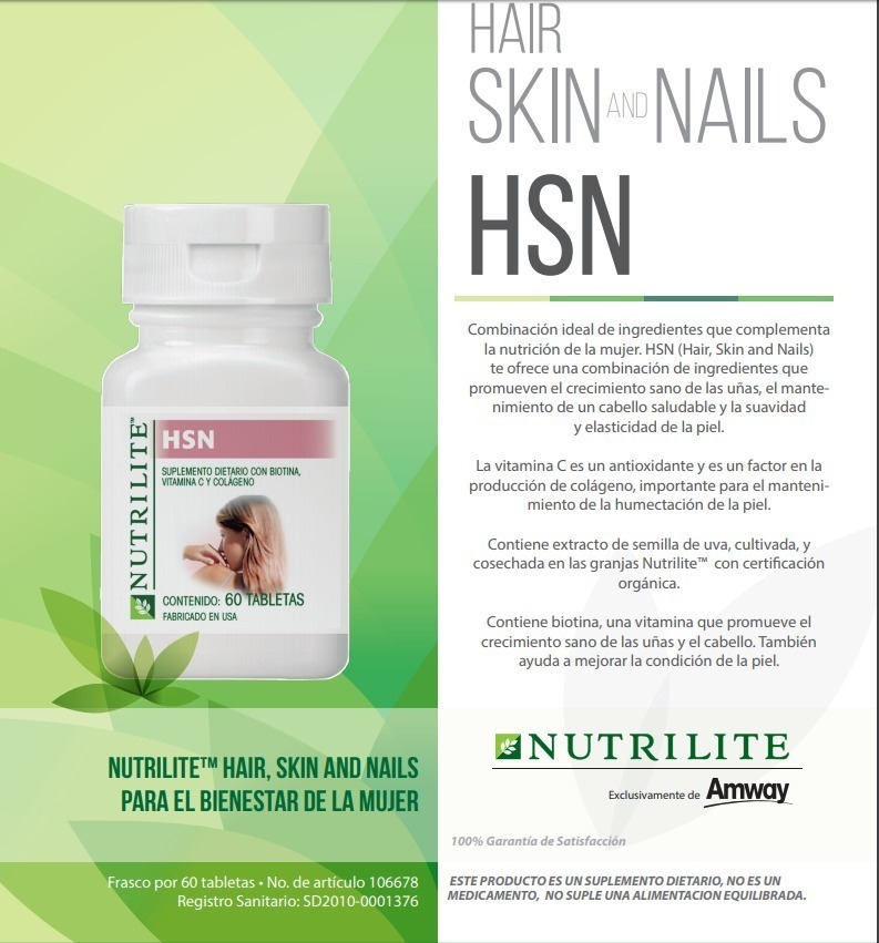 Amway Nutrilite, HSN Hair Skin+Nails 60 tablets,Glycine Vitamin C +Free Shi...