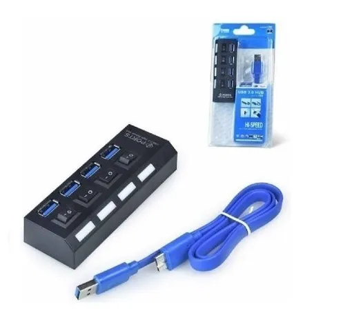 Hub Usb 3.0 4 Portas Com Switch E Led Indicador Suporta 1tb