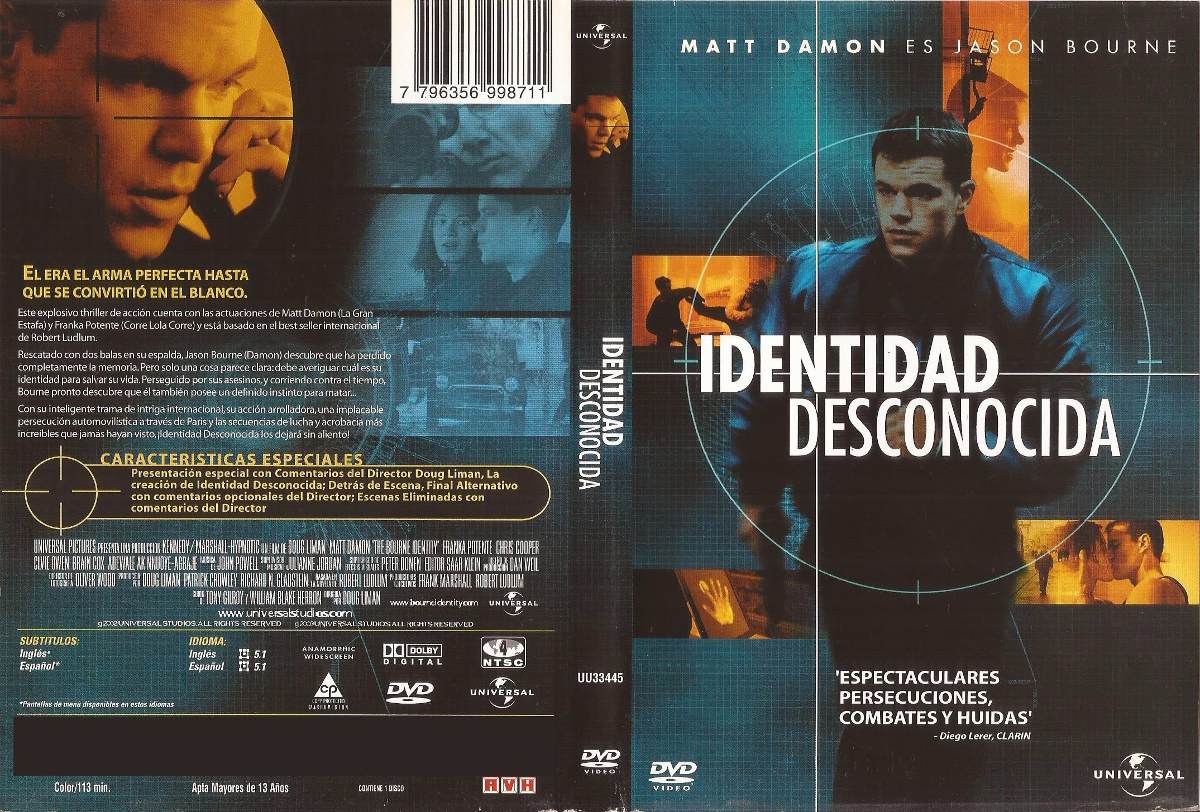 Identidad Desconocida Dvd Matt Damon The Bourne Identity - $ 110 ...