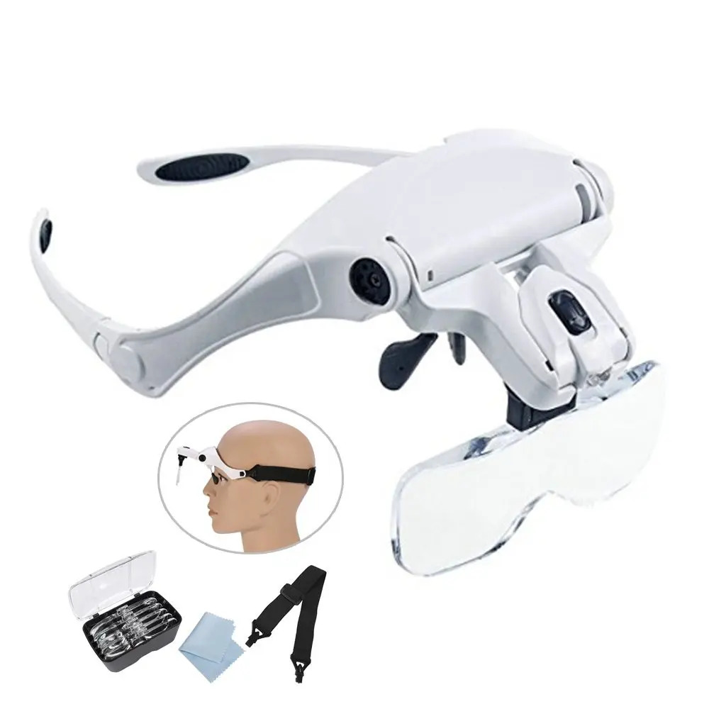 Lupa De Cristal Con Luz Diadema De Manos Libres Lupa Para La Accesorios  para Herramientas vmarchese.com