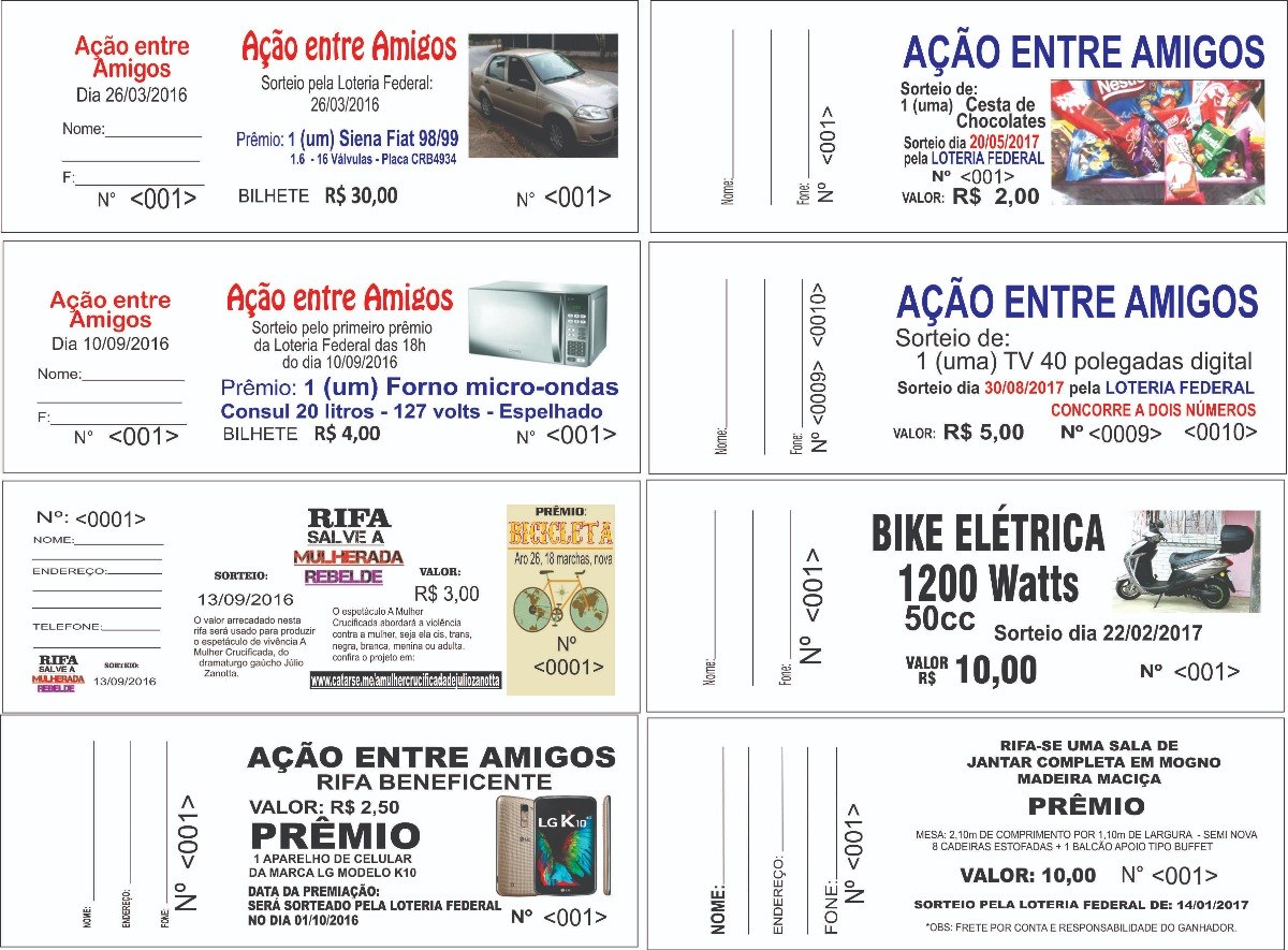 impress 227 o de 1 000 rifas coloridas enviando sua arte modelos de rifas