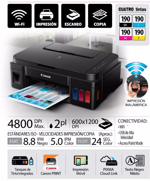 Impressora Multifuncional Canon G3100 Tanque Wifi P. Entrega - R$ 1.048,04 em Mercado Livre