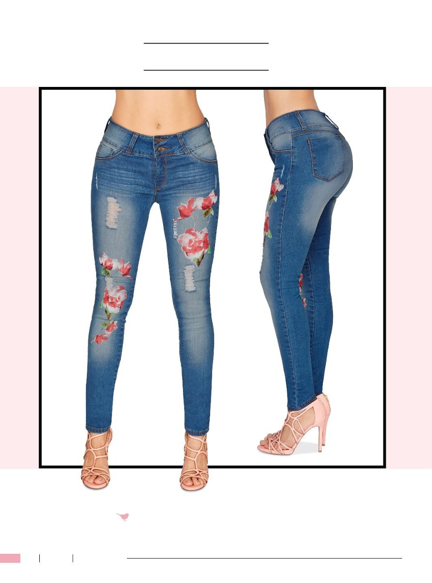 00 Increíbles Con En Moda Flores Jeans Stretch De Cklass659 FKlcTu1J35
