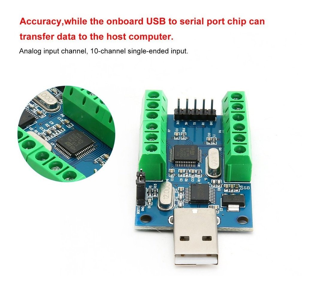 USB 10Channel 12Bit AD STM32 UART Communicate ADC Data Collection Module