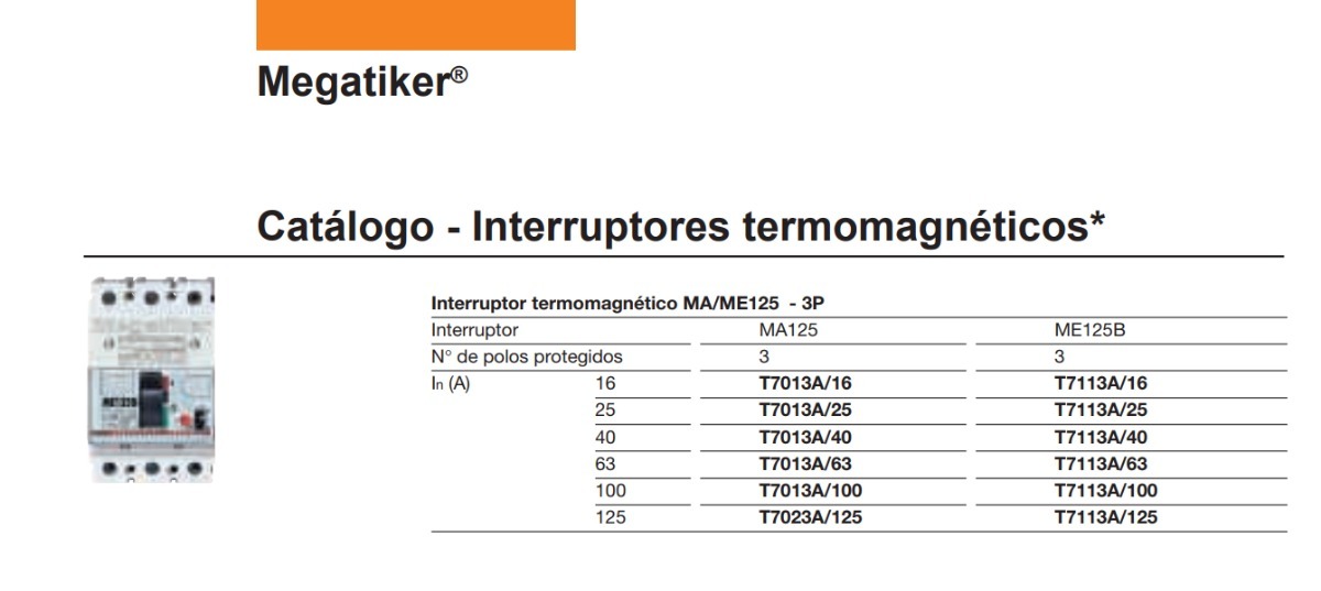 Pastillas termomagneticas catalogo