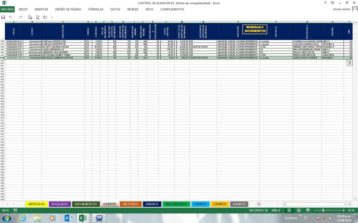 inventario en excel 140 00 en mercado libre inventario excel