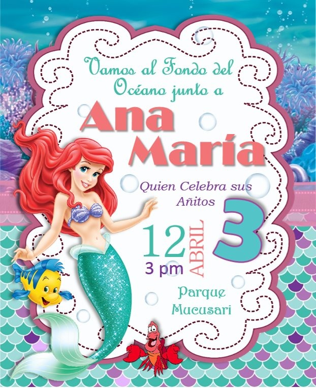Invitacion Ariel La Sirenita Invitacion Ariel La Sirenita
