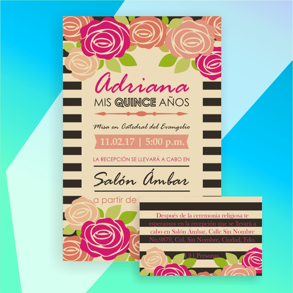 Invitación Digital Xv Años, Boda, Acento De Rosas 