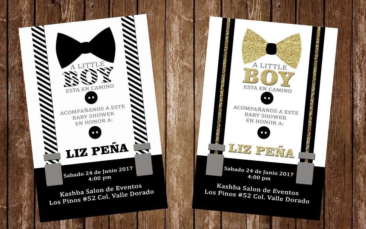 Invitación Impresa Baby Shower - Corbata Moño, Bow Tie Invitación Impresa Baby Shower - Corbata Moño, Bow Tie
