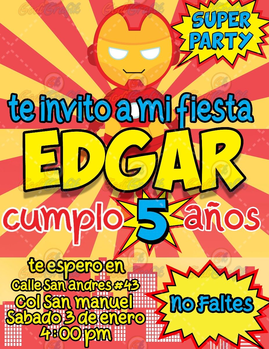 invitaci 243 n para fiestas infantiles iron man 80 00 en invitacion de fiesta infantil
