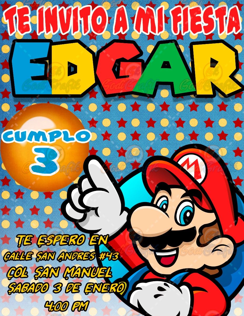 Invitacion De Cumpleaños Mario Bros Invitacion De Cumpleaños Mario Bros