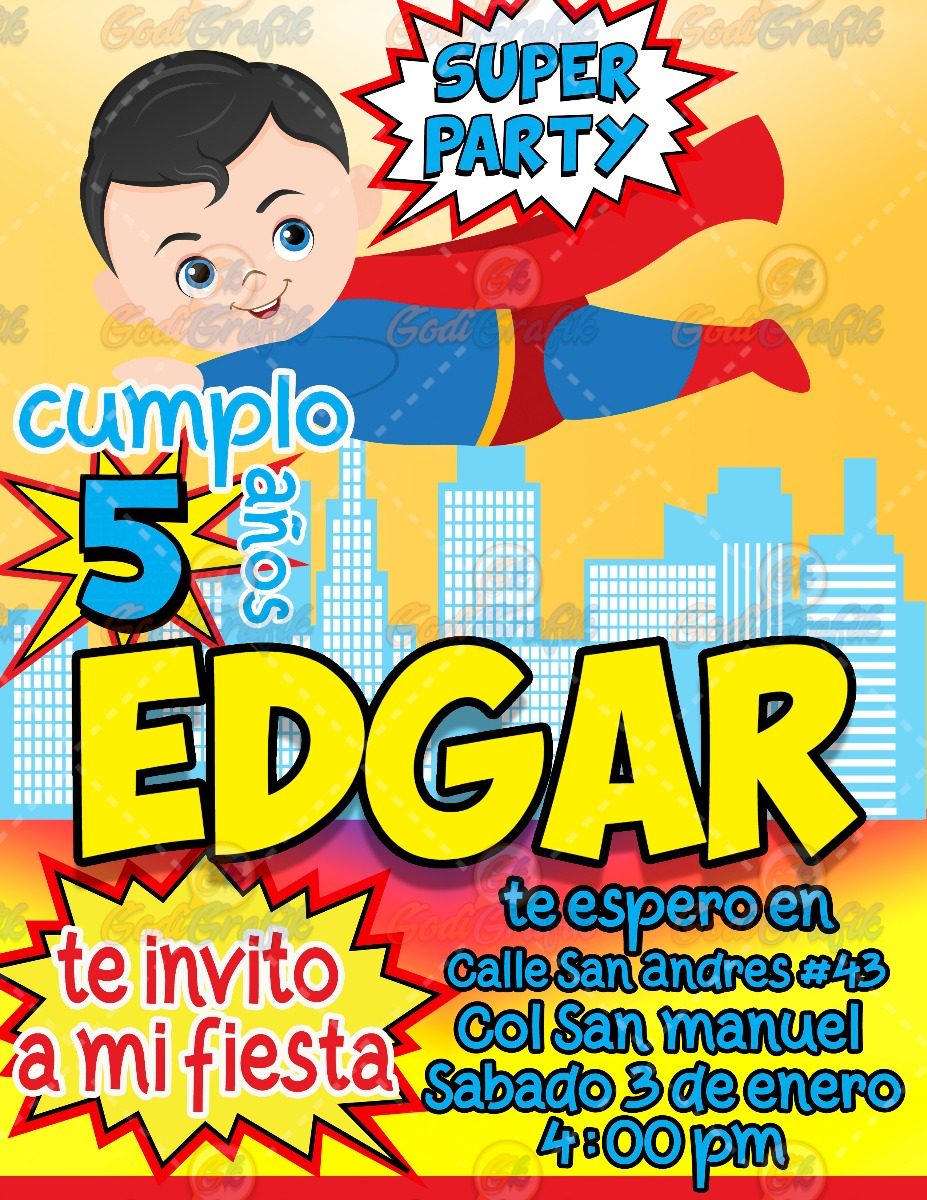 invitaci 243 n para fiestas infantiles superman 80 00 en invitacion de fiesta infantil