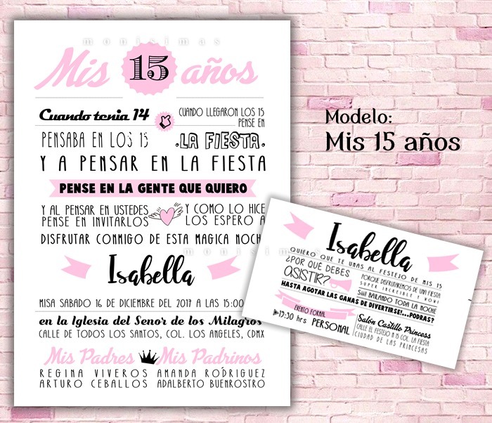 Invitacion Pase Xv Años Imprimible Digital Personalizado 