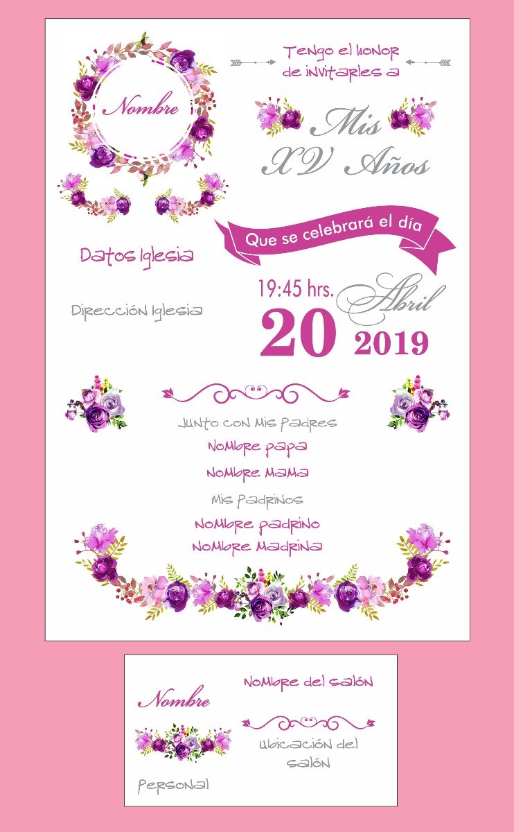 invitacion plantilla xv a 241 os fiesta formato editable formatos de invitaciones