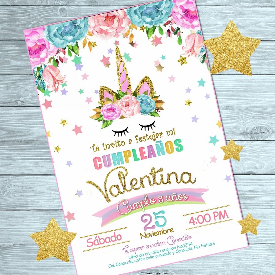 invitacion unicornio impresas 25pz 200 00 en mercado libre