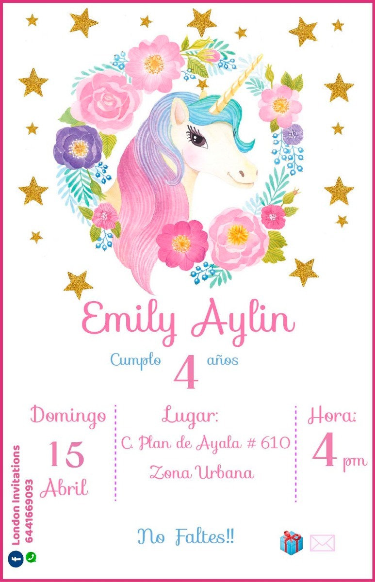 Invitacion Unicornio Para Imprimir