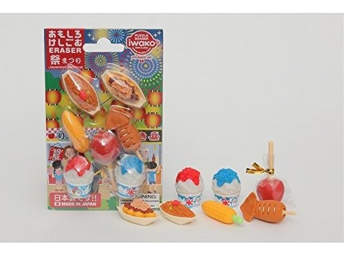set de 7 unidades Gomas de borrar Iwako forma de snacks