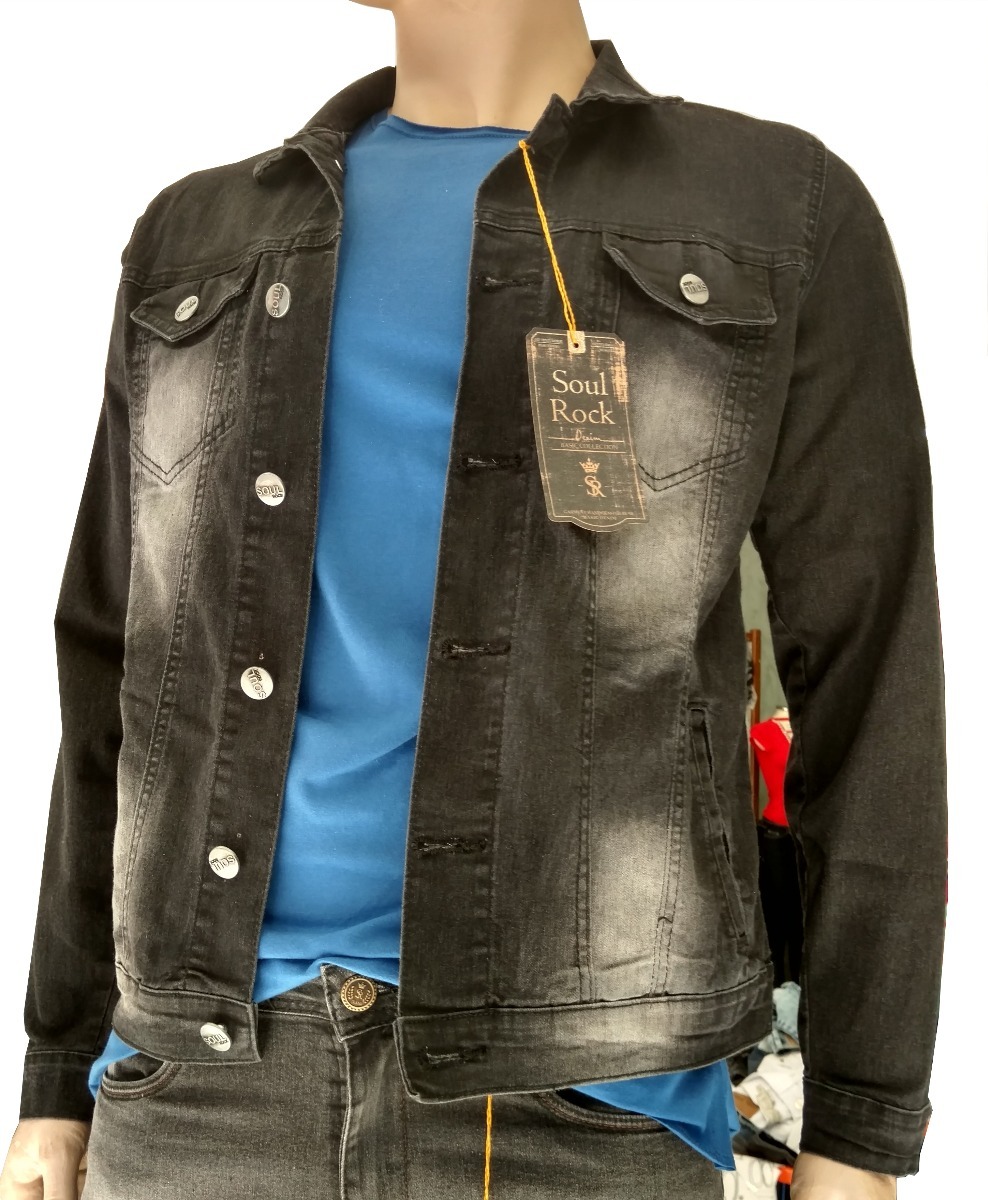 jaqueta jeans masculina rock