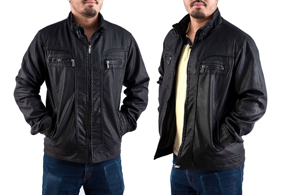 jaqueta de couro masculina preta mercado livre