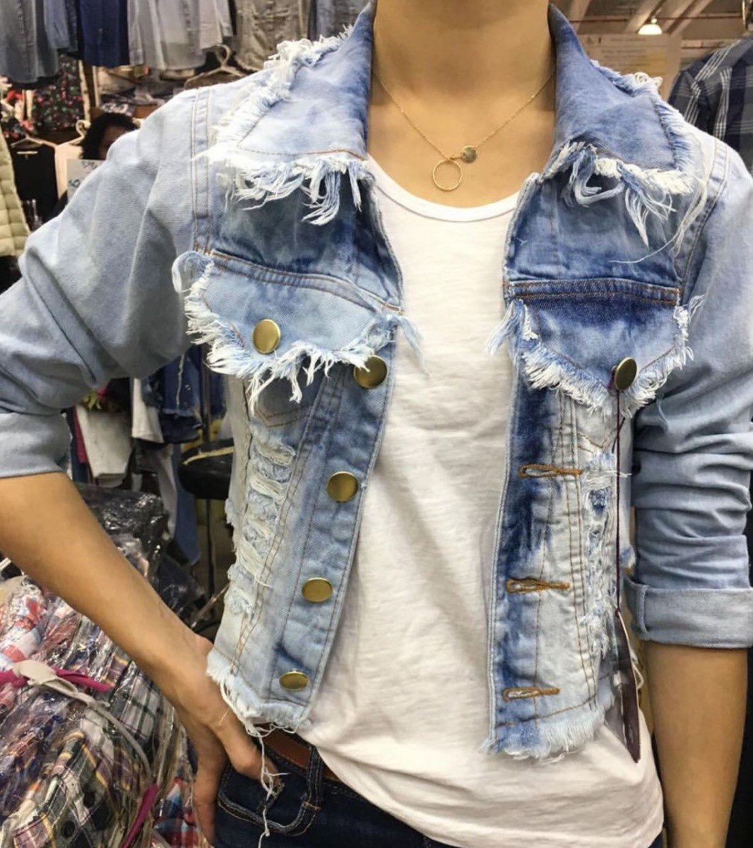 jaquetinha jeans feminina curta