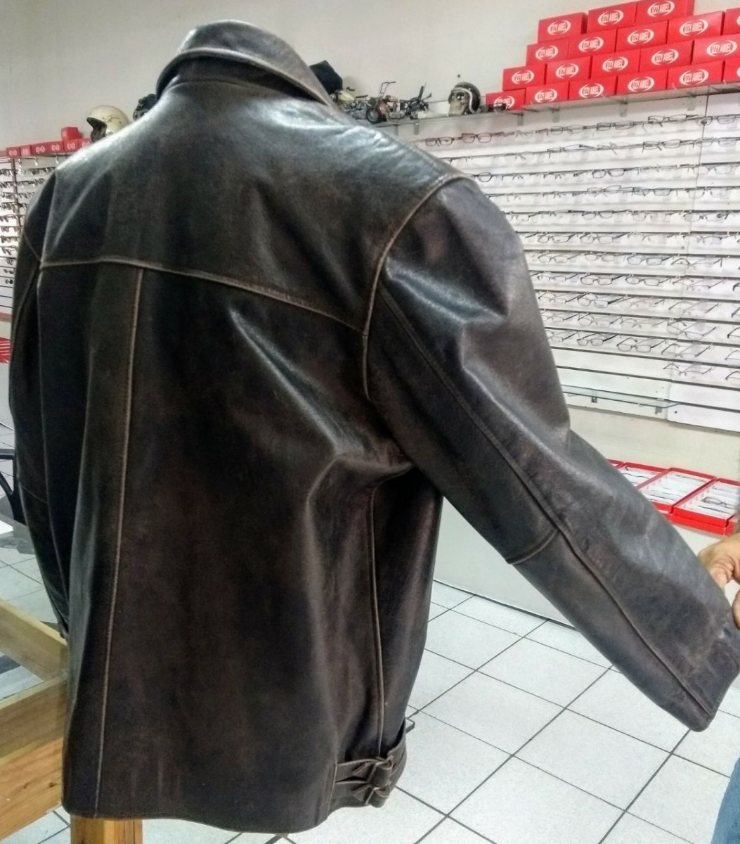 jaqueta de couro envelhecido masculina