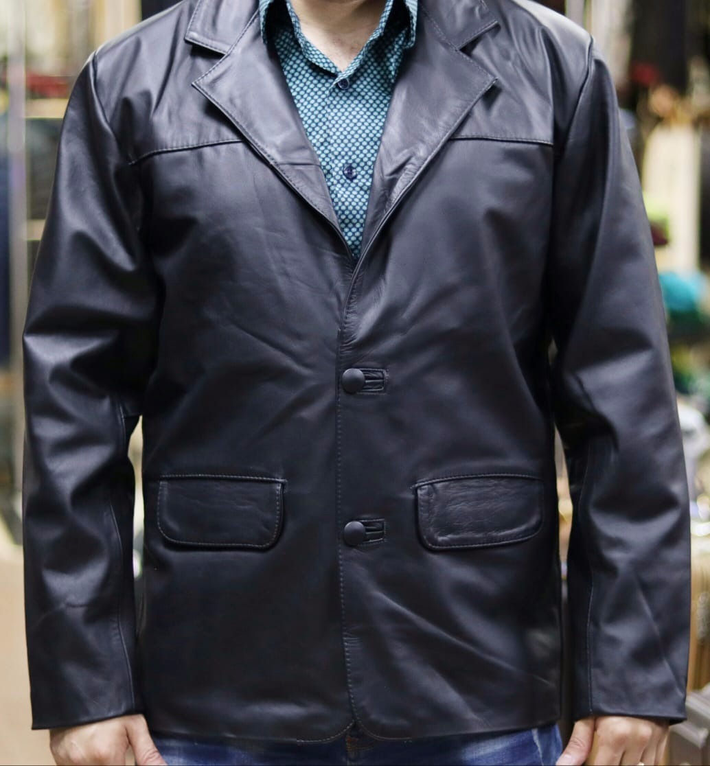 jaqueta de couro legitimo masculina preta