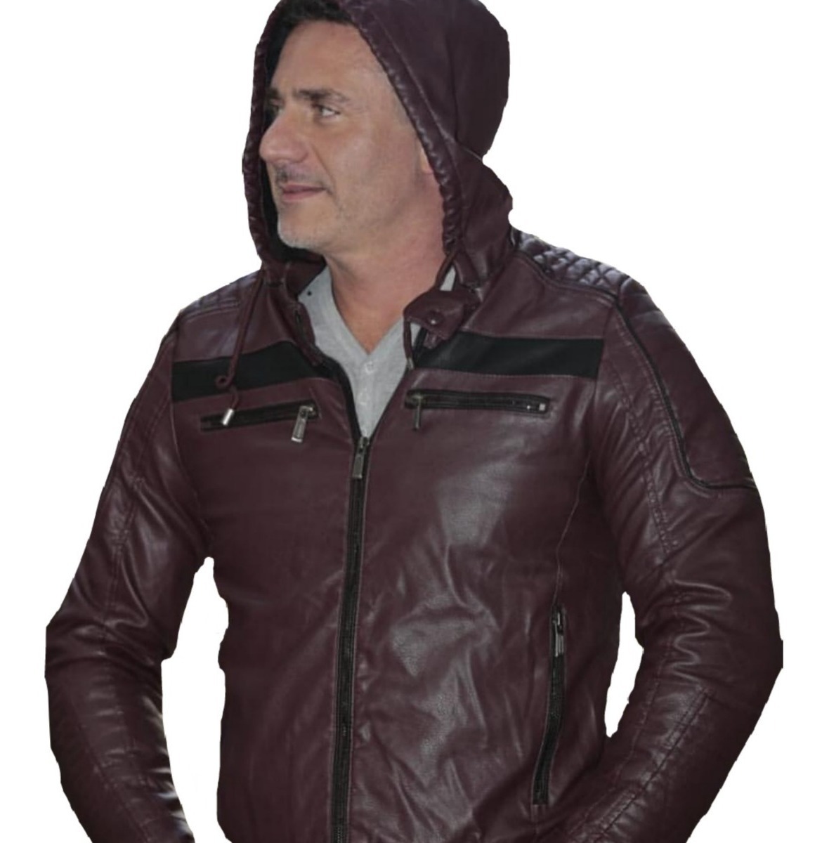 jaqueta de couro masculina tamanho plus size