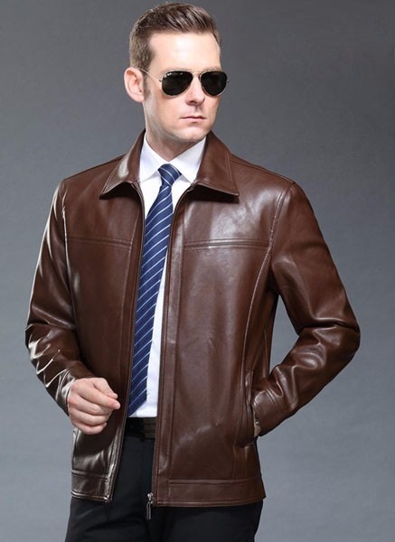 jaqueta de couro natural masculina