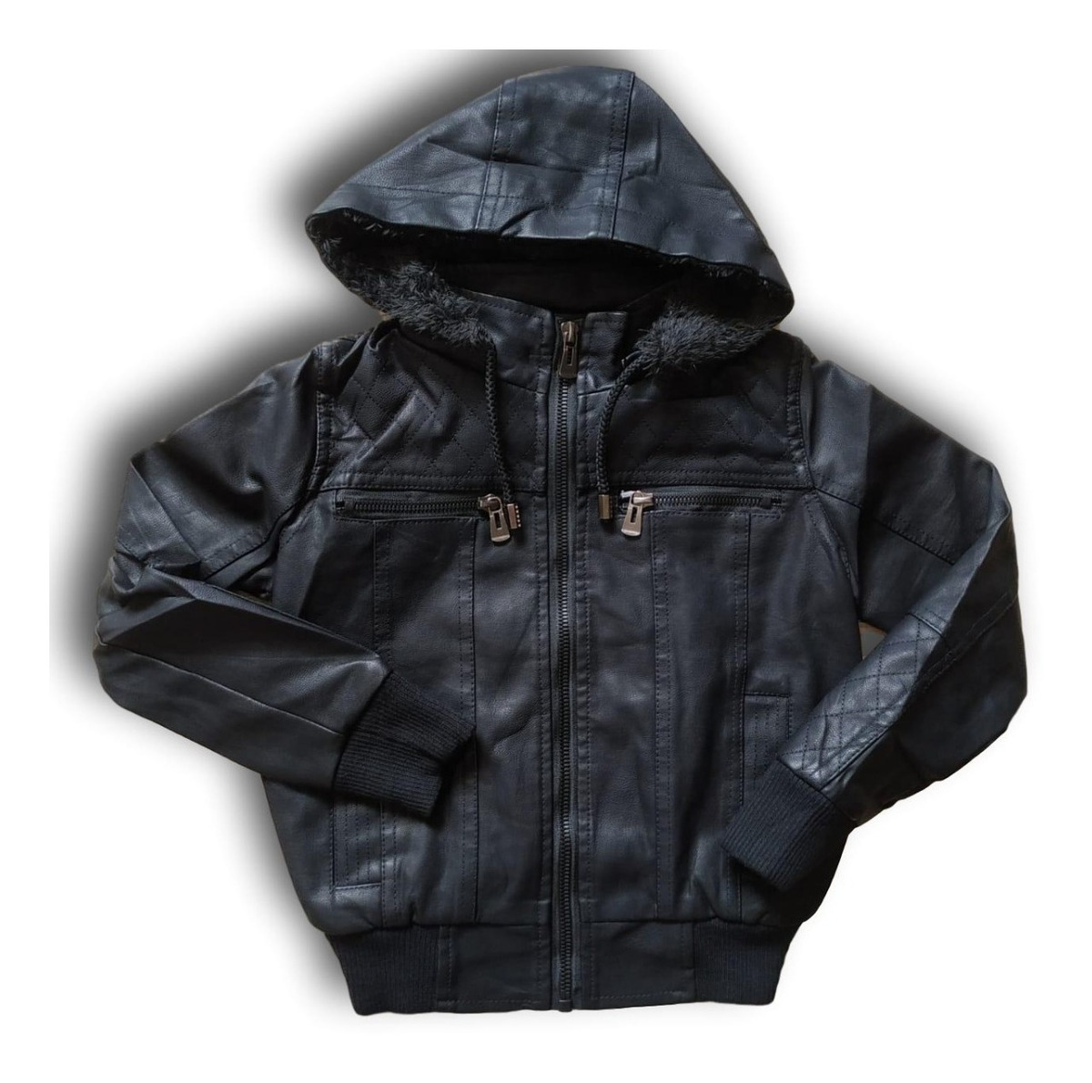 jaqueta de couro preta infantil masculina