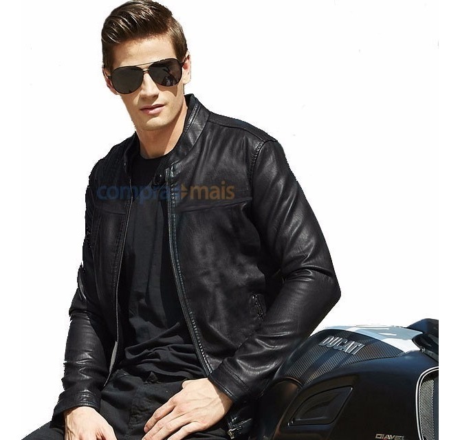 jaqueta de couro masculina motoqueiro mercado livre