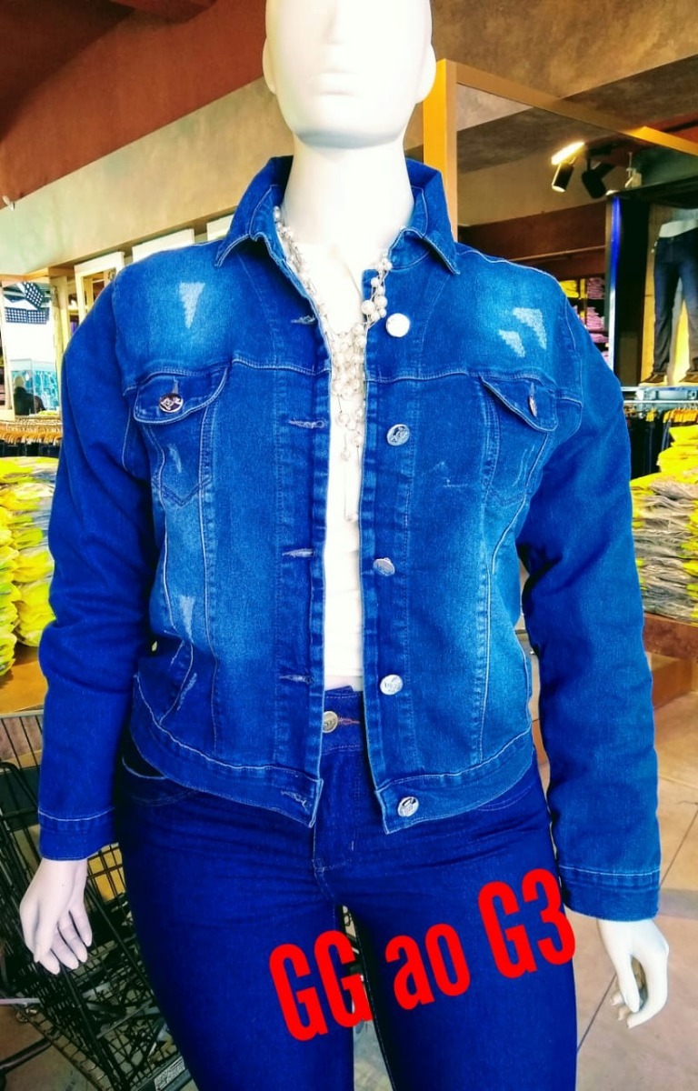 Jaqueta Feminina Jeans Com Lycra Plus Size Azul 2019 - R$ 1.019,94 em Mercado Livre