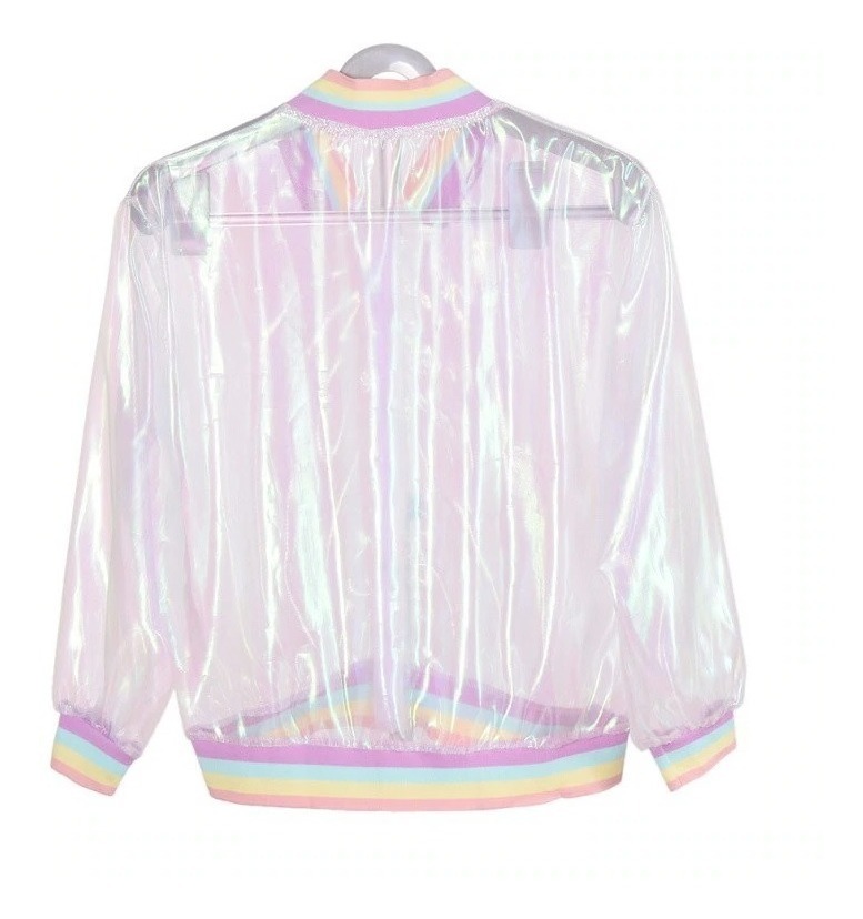 jaqueta bomber holografica transparente