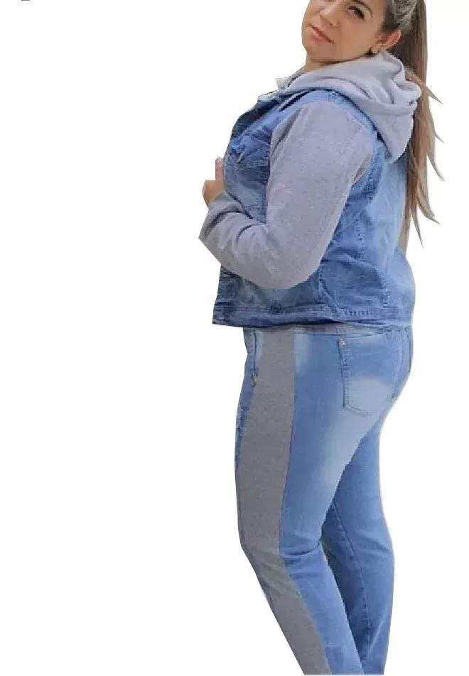 jaqueta jeans com moletom feminina plus size