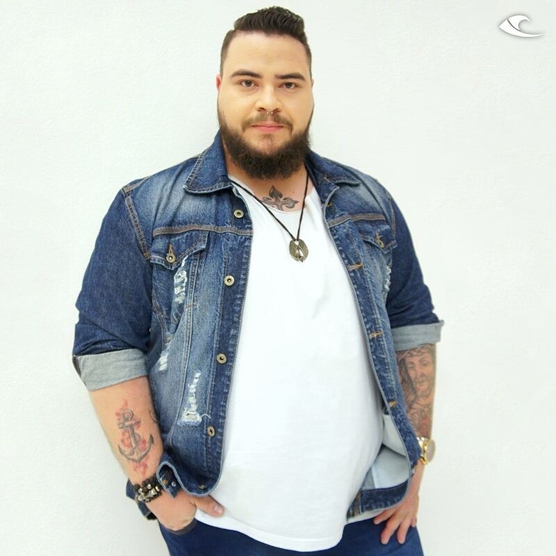 jaqueta jeans masculina plus size