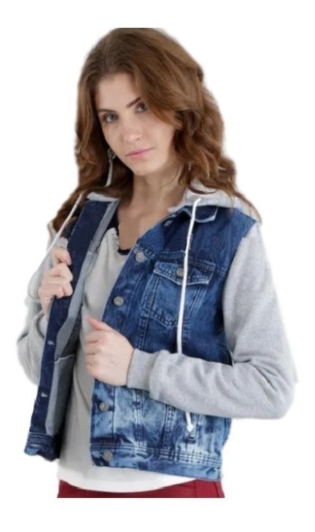 jaqueta jeans feminina com moletom