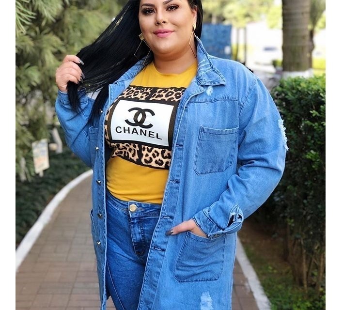 maxi jaqueta jeans plus size
