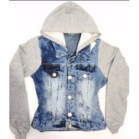 jaqueta moletom jeans feminina