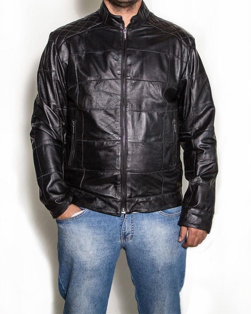 jaqueta masculina em couro legítimo