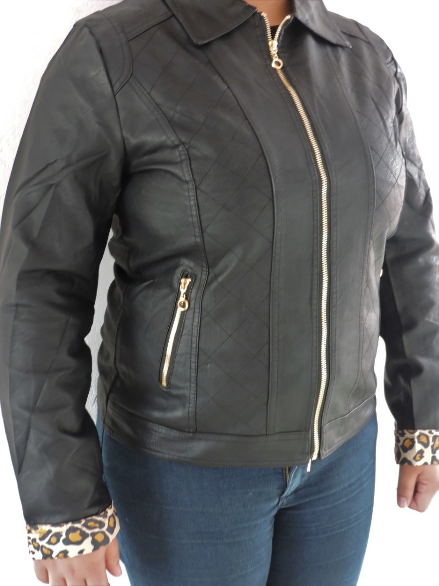 jaqueta de couro sintetico feminina plus size