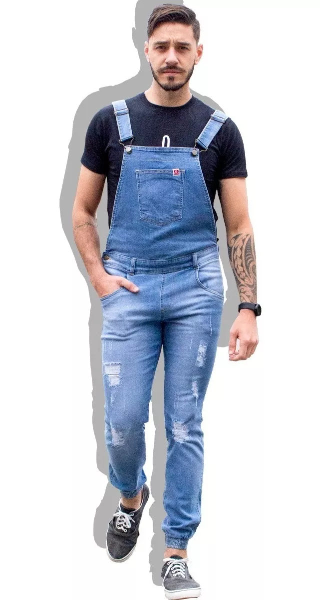 jardineira jeans masculina renner