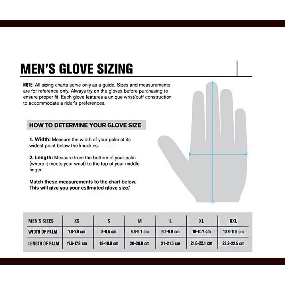 Joe Rocket Gloves Size Chart