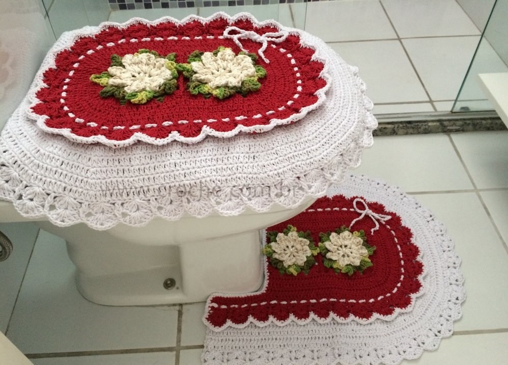 Jogo De Banheiro Em Croche Para Natal Vermelho R$ 139,99 em Mercado Livre -> Decoracao De Banheiro Natal Jogo De Banheiro Em Croche Para Natal Vermelho R$ 139,99 em Mercado Livre -> Decoracao De Banheiro Natal