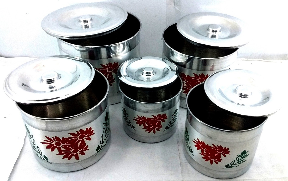Download Jogo De Latas Mantimentos Floridos Em Aluminio Com 5 Peças - R$ 59,00 em Mercado Livre