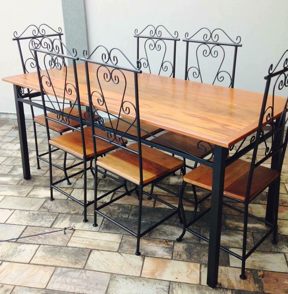 Jogo De Mesa Com 6 Cadeiras Ferro E Madeira R$ 1 900,00 em Mercado Livre Armario Escritorio ~ Jogo De Mesa Com 6 Cadeiras Ferro E Madeira R$ 1 900,00 em Mercado Livre